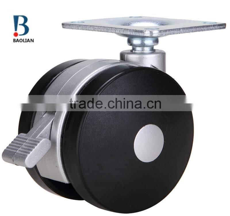 2016 hot-sale 3-inch nylon plastic plate black rivet twin swivel caster wheels for suitcase