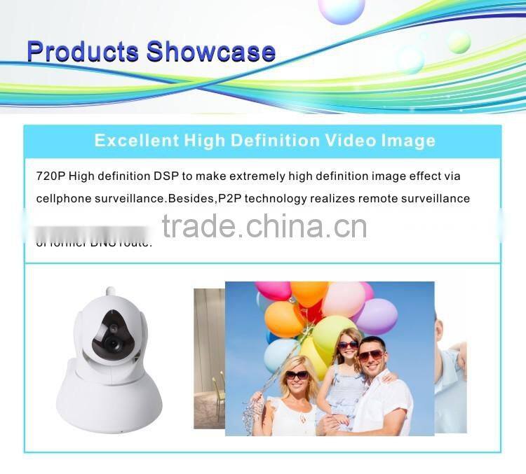 HD Mobile Phone Cloud camera and H.264 smart 720p ptz wifi ip camera can move the head support SD card