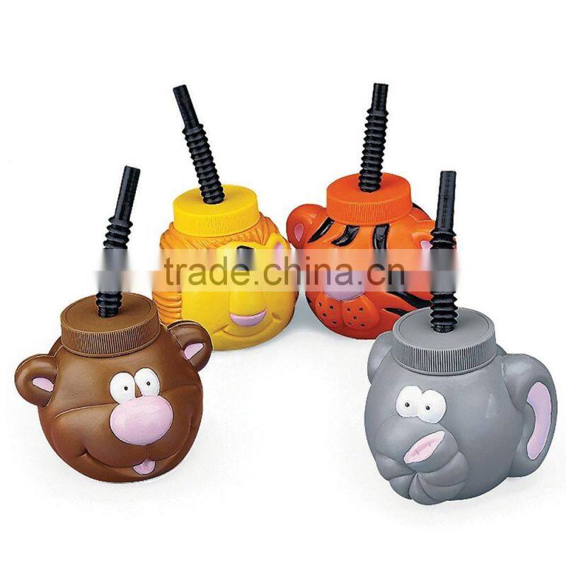 14 oz. 400ml Cool Fun Custom Shaped Party Sipper Cups Promotional Plastic Ice Cream Cone Molded Cups with Lids and Straws