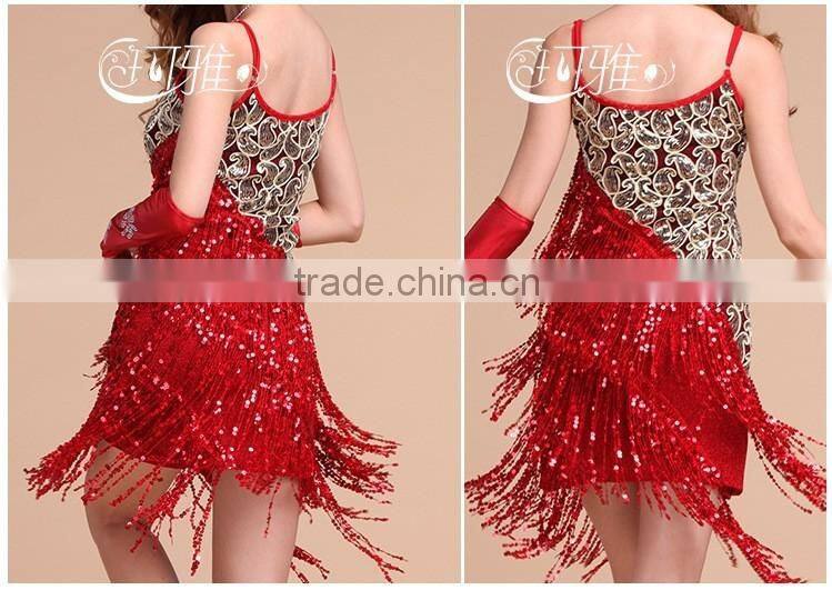 2016 High quality sexy shining tassel adult latin dance dress for women latin dance costumes on sale