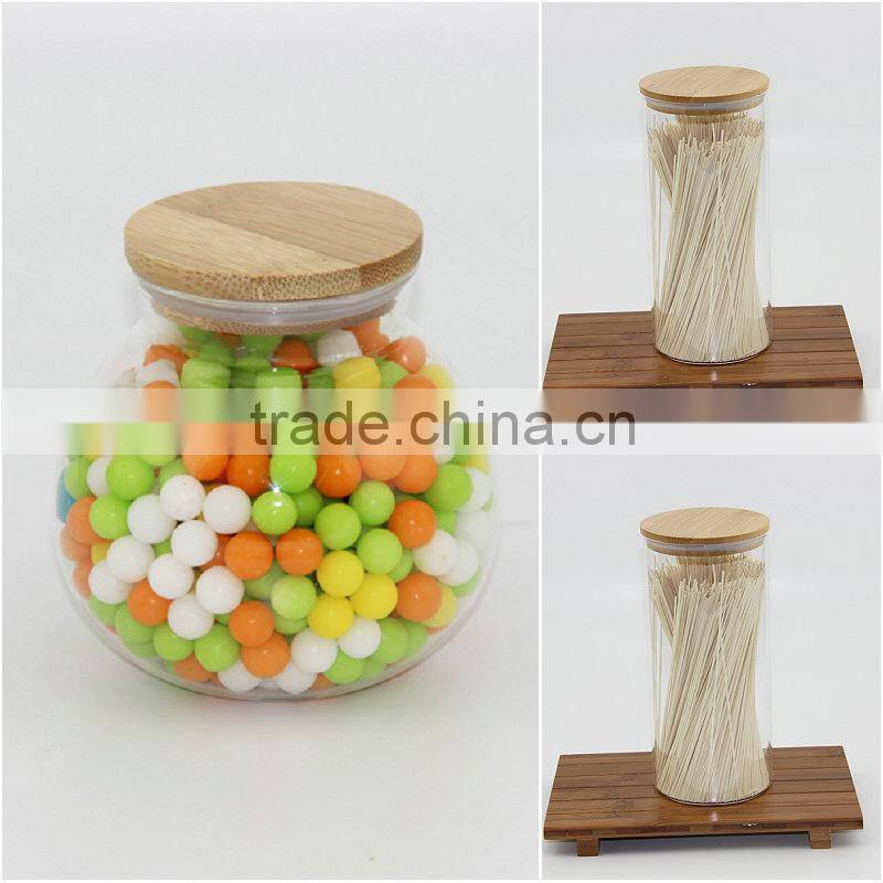 High quality nice design glass jar cooking pot with spoon