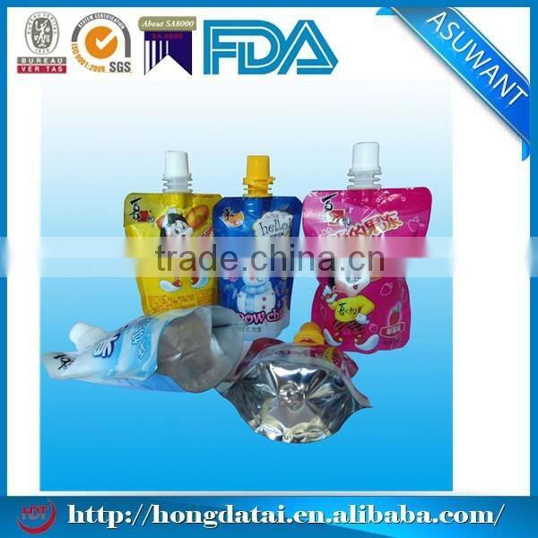 Food grade plastic bag for liquid soap with spout
