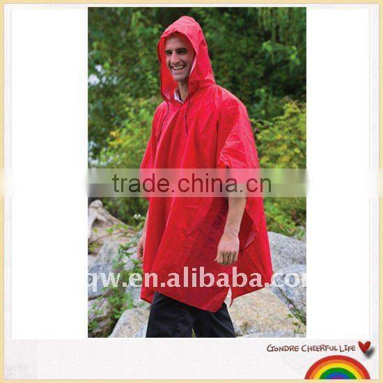 Nylon taffeta packable poncho raincoat