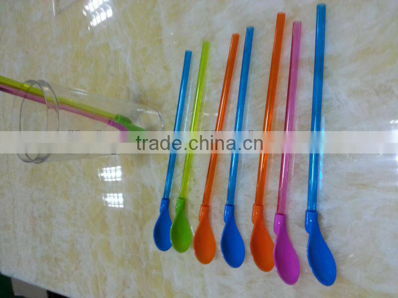 Straw/plastic drinking straw with spoon/hard plastic drinking straw/wide plastic drinking straw