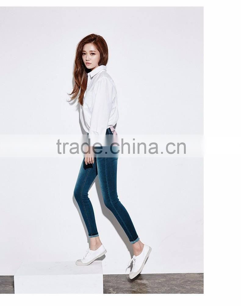 Women's Basic Design Cotton Long Sleeve Boy-Friend Style Shirt Blouse Solid White