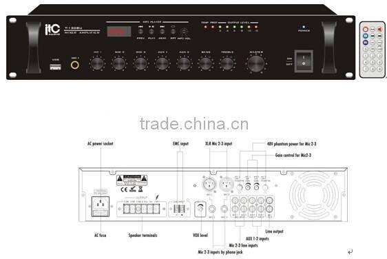 ITC T-60BU Series 60 Watt to 240 Watt BGM Mixer Amplifier with USB
