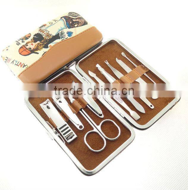 Hot 9 Pieces Manicures Set with Leather Case