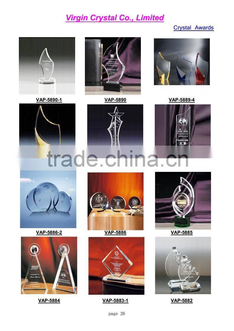 Hot sale colorful crystal half round shape trophy awards plaques for business gift