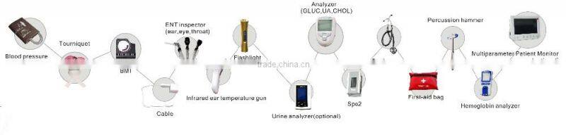 Professional Portable Multi-functional Medical Inspection Bag for Emergency Treatment with Diagnostic Kits