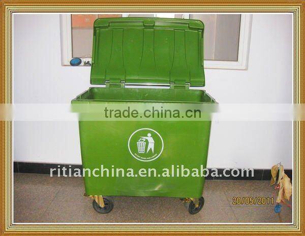 plastic mobile public garbage bins with 4 solid wheels
