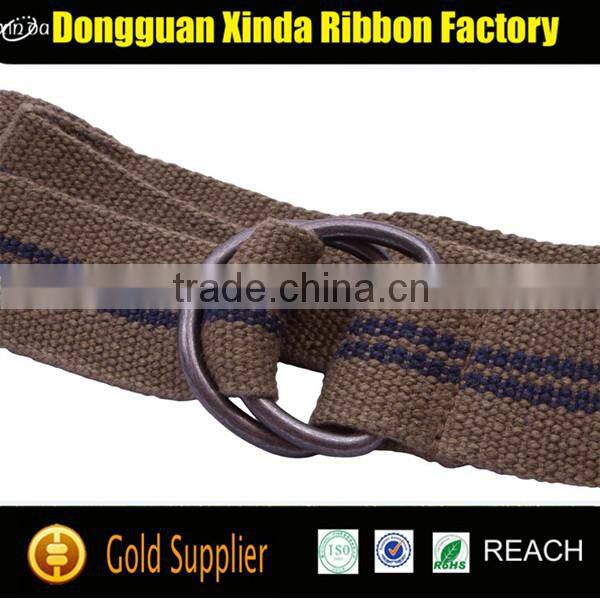 Stylish double d ring belt double O ring belt Men's belt