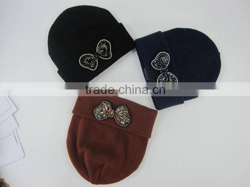 New arrival cheap acrylic winter girls knitted hat wholesale