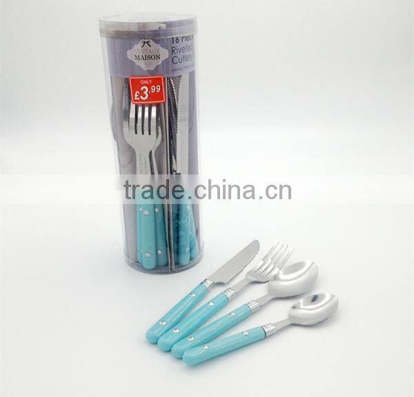Macaron French Blue Cutlery with Riveted Handle