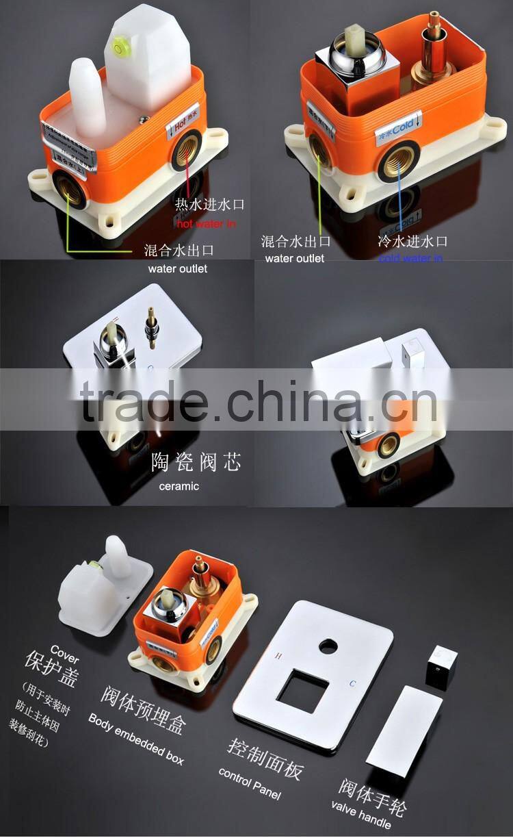 European shower hot cold mixer with embed box 2 function rainfall waterfall shower head and hand shower set for bathroom