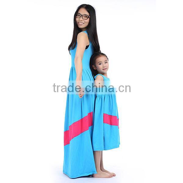 2016 kids boutique clothes cotton long designer one piece mommy and me maxi dress