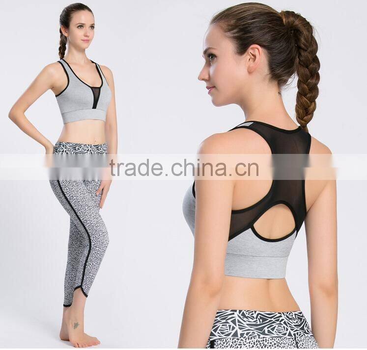 2016 New Design Fashion Mesh Sexy Sport Wear Yoga Bra With Removable Pads