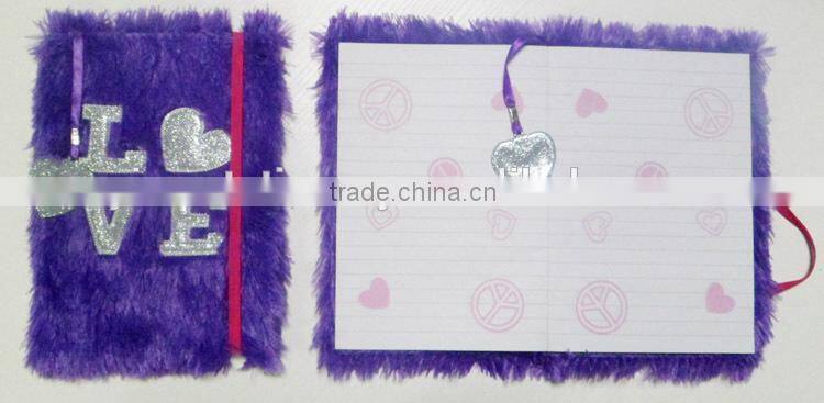 Embroider applique LOVE customized plush notebook fabric notebook