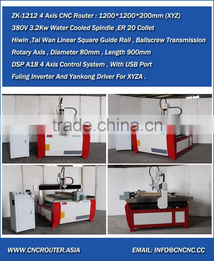 High Quality China Supply 4 Axis CNC Milling Machine 1212 With DSP A18 Control System ZK1212-3200W