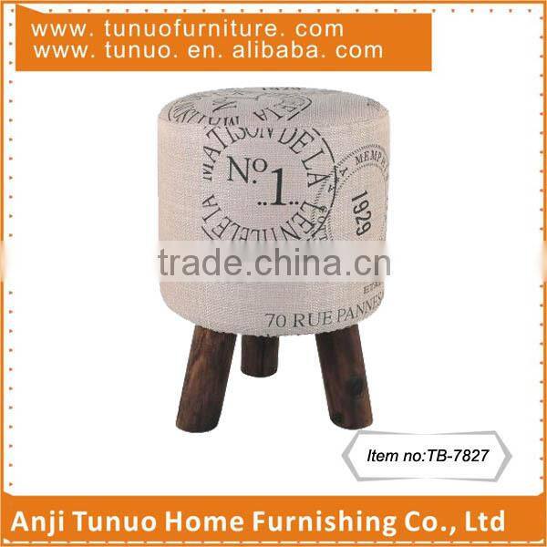 Small wood stool for kids,Cute,Detachable seat cover,3 Carbonized wood legs,TB-7827