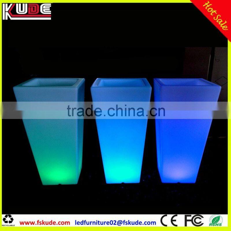 waterproof PE plastic decorative tall ladder flower pots with LED light up