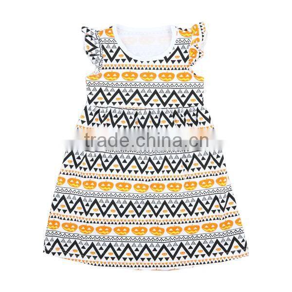 Kids dress new style pumpkin printed baby girls dresses pearls halloween dress little girls latest dress
