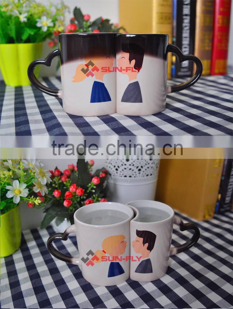 Heart Handle Color Changing Couple Mugs