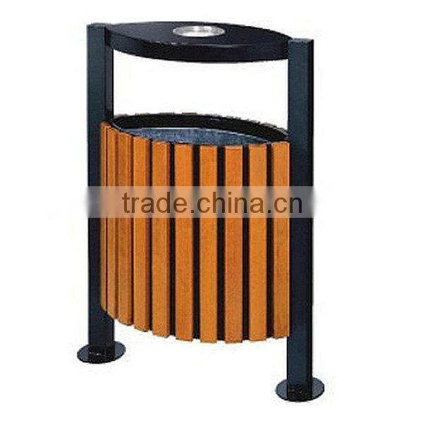 D-062 tin park recycle garbage bin/wood rubbish barrel