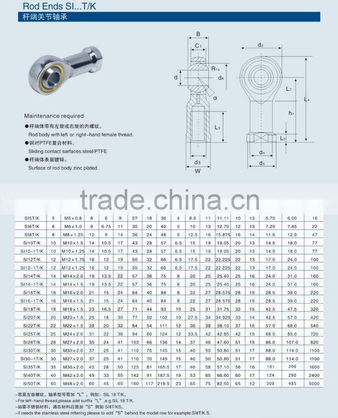 OEM Rod bearing Competitive price Rod End Bearing SI6T/K