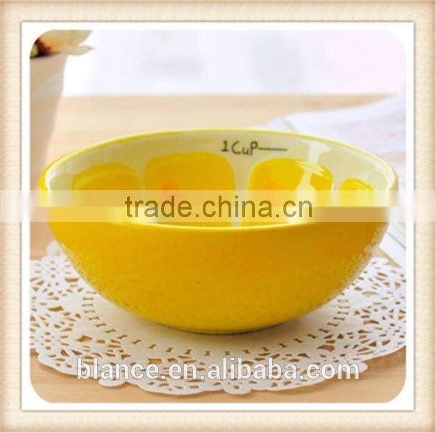 large ceramic soup bowl with fruit painting in fruit shape