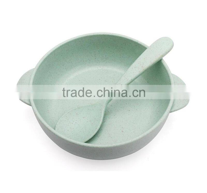 Bio-degradable wheat straw and plastic bowl set