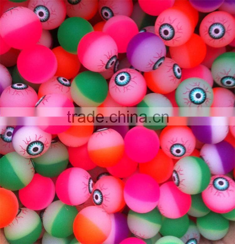 Colored eye shape 32mm rubber bouncing ball