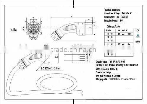 iec 62196-2 vehicle inlet ce tuv approval/car side 62196-2 type 2 male/iec 62196 ac charging socket