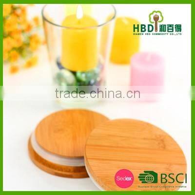High quality bamboo lid for candle jar with silicone ring wholesale