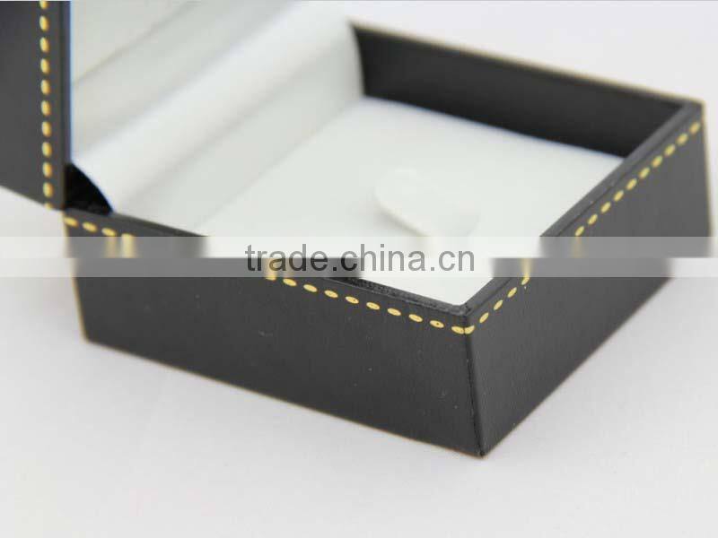 Custom made ring jewelry box with gold stamping Logo and white velvet insert