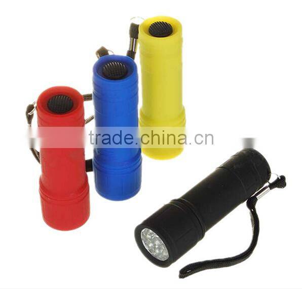 mini 9 led plastic flashlight case flashlight