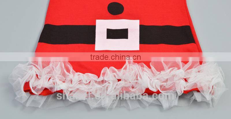 Wholesale Christmas girls red dress short sleeve lace girls christmas ruffle dress