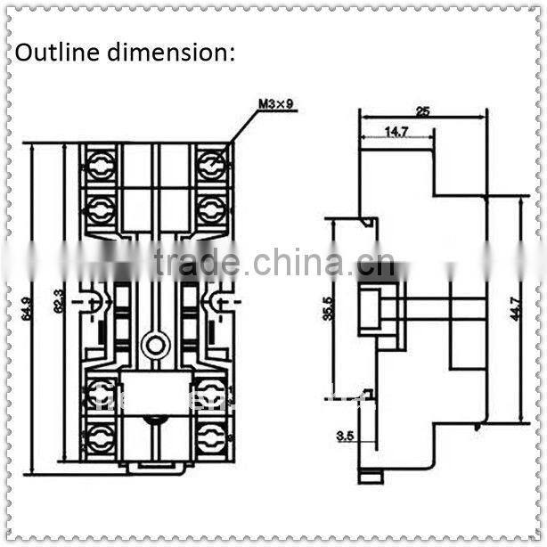 HH52P/MY2 suitable 8PINS relay socket PYF08A