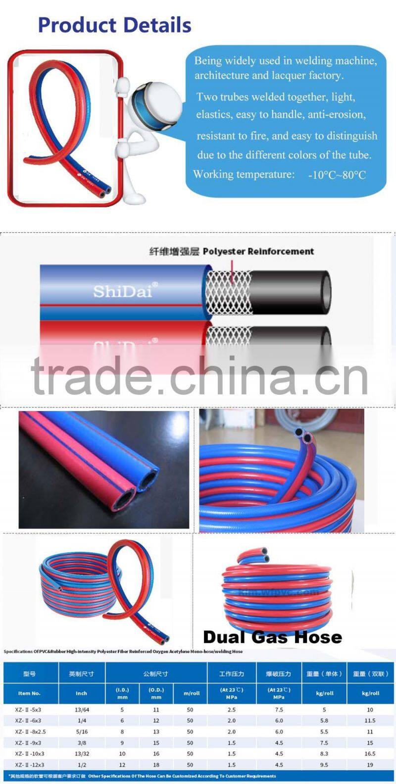 ID 13mm Oxygen and Acetylene hose Twin Line Welding Hose Cutting Torch