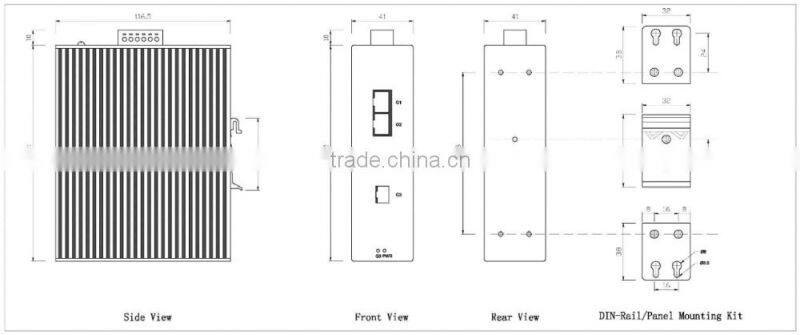 3 ports gigabit 1x1000BaseX SFP and 2x10/100/1000BaseT(X)Ports Din-Rail Gigabit Industrial Network Switch i503A