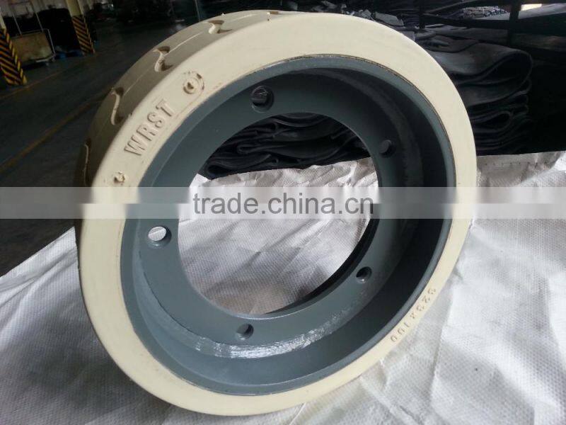 cheap jlg non marking solid rubber wheel 323x100 with part number 2915012