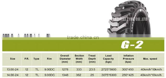 Cheap price OTR Grader g2 tubeless tire 13.00-24 14.00-24 OTR TYRE