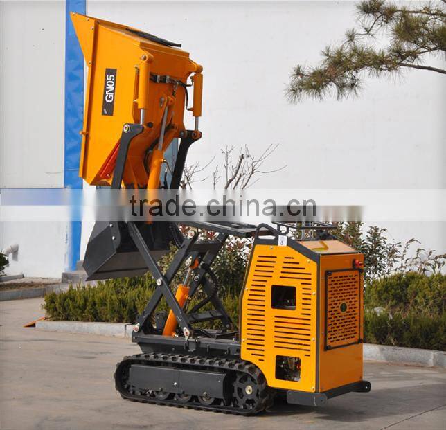 500kg load capacity rubber track dumper with hydraulic system