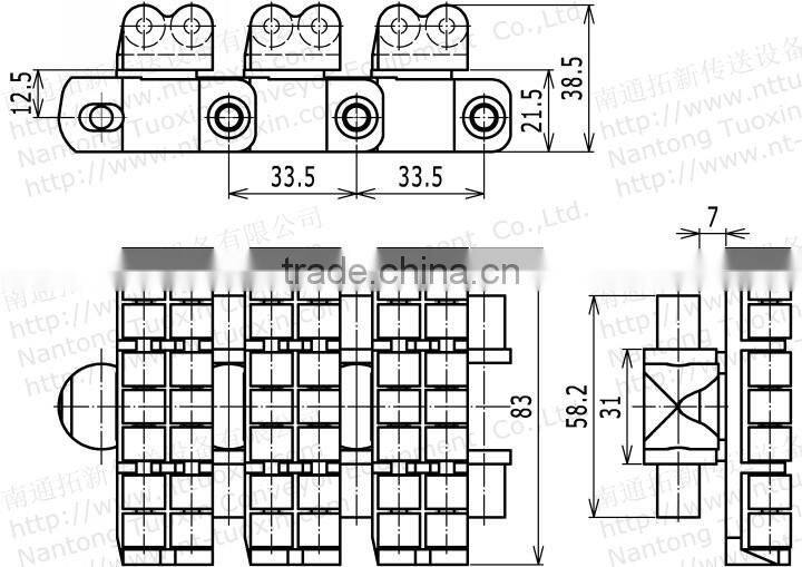 7100R Plastic Roller Top Flexible Chains