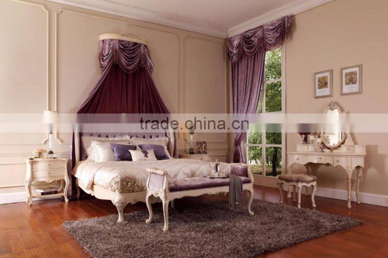 Luxury French Rococo Bedroom Furniture Dresser Table & Mirror/Fashion Dresser Makeup Table with Mirror--White