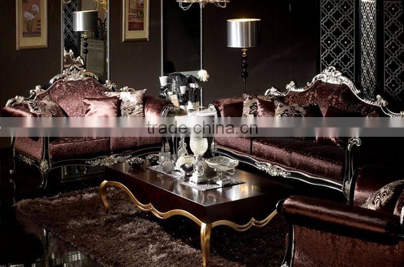 Luxury living room fabric sofa set in brown color