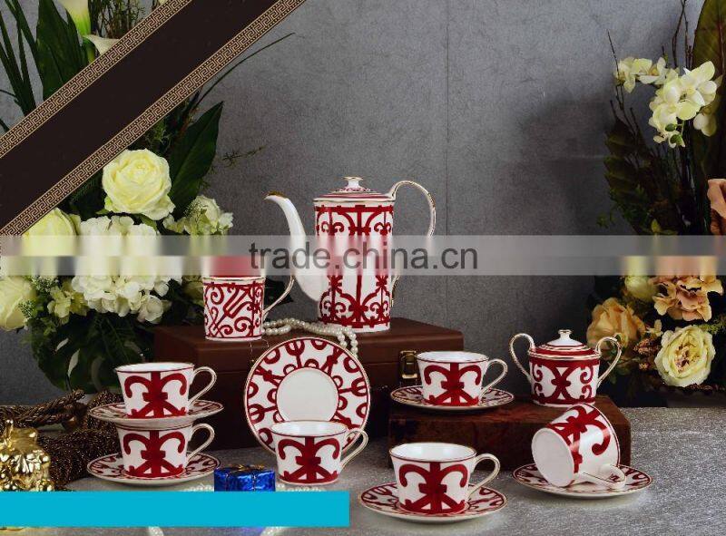 Traditional Chinese paper-cutting design joyous red color bone china dinnerware set