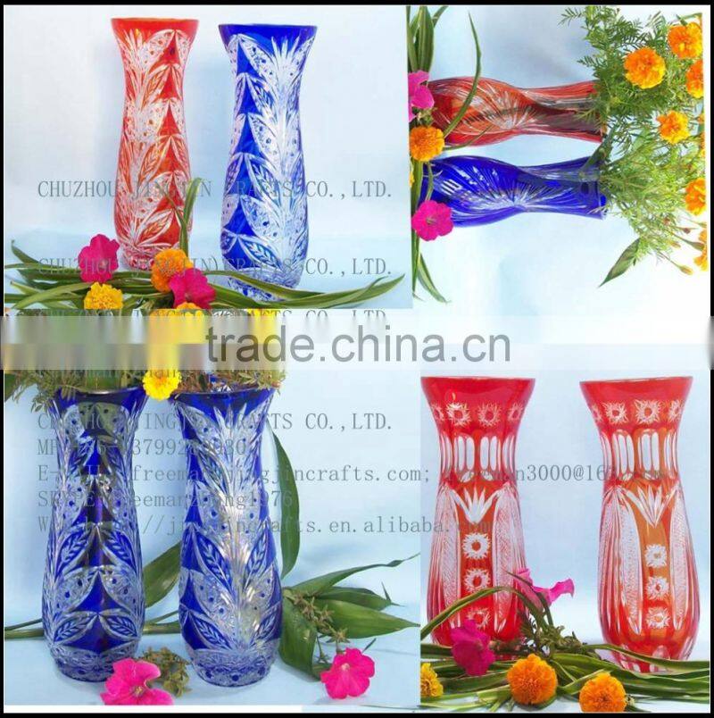 2017 new arrival overlay single flower glass vase