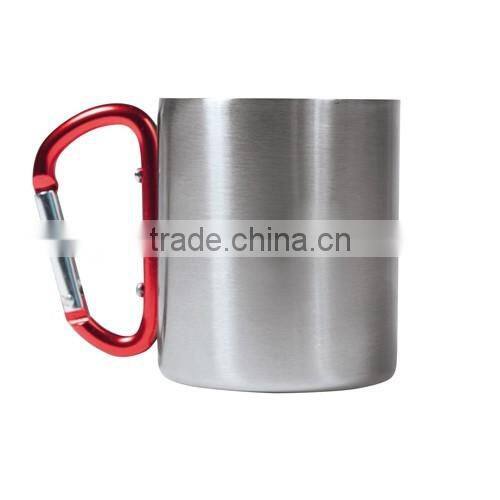 stainless mug with carbiner handle 220ml