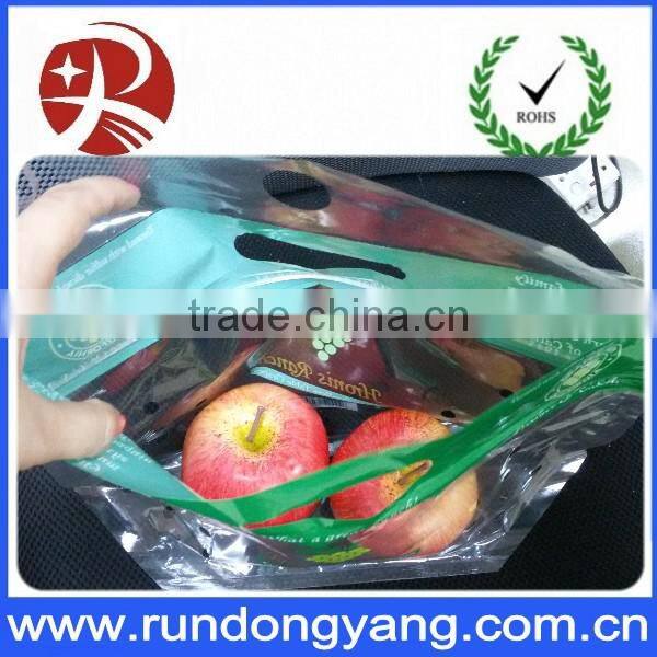 stand up pouch zip lock fruit packing bag with air holes and handle