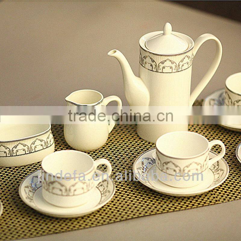 Drinkware 15pcs porcelain coffee set, coffee table set, gold porcelain coffee set